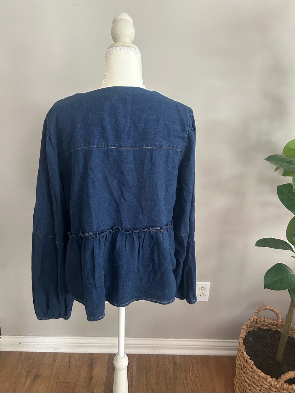 VELVET HEART Denim Tie-Front Blouse - Picture 6 of 8